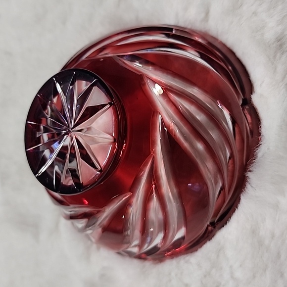 VINTAGE  CRANBERRY RED CUT GLASS BOWL. - Picture 2 of 4